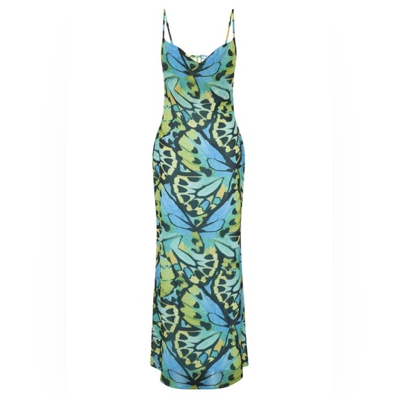 Meshki Zoe Cowl Front Printed Maxi Dress - Butterfly Print - Picture 3 of 6